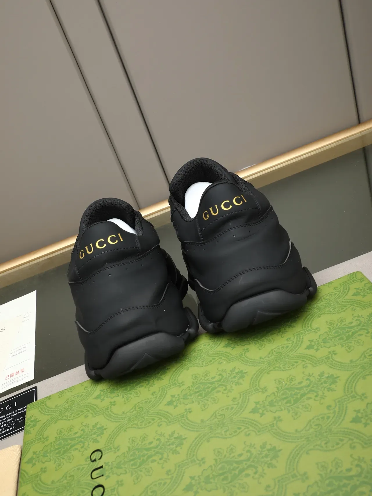 Gucci Black Gold Sculpted Sole Perforated Leather Chunky Sneakers 3