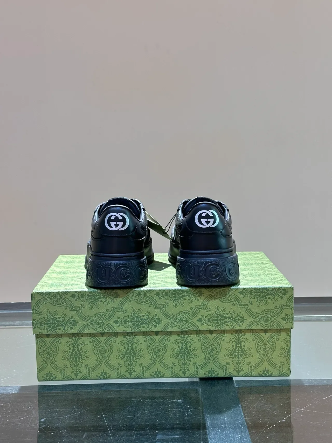 Gucci Black Platform Sole Iridescent GG Monogram Panel Lifestyle Sneakers 4
