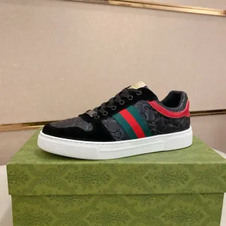 Gucci 黑红 GG压花皮革麂皮鞋头生活方式运动鞋