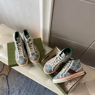 Gucci azul verde High-Top GG Monogram Canvas Lifestyle Sneakers