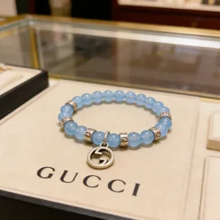 سوار Gucci أزرق فضي خرز interlocking G قلادة
