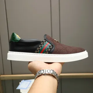Gucci Marrón Verde Slip-On GG Monogram Lona Lifestyle Sneakers