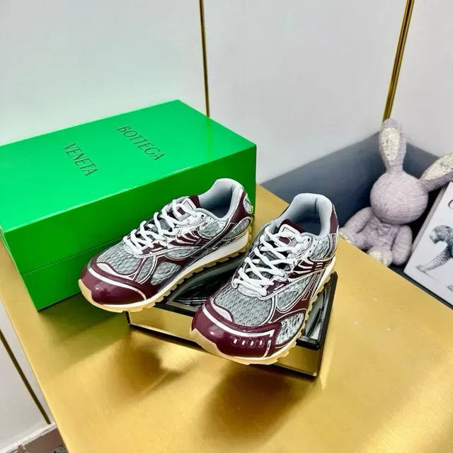 Gucci بوردو رمادي طبقات صناعية قفص فوقيات شبكة منسوجة لوحات أحذية رياضية أسلوب حياة 9