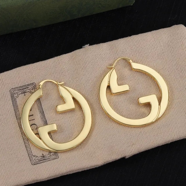 Gucci Double G Hoop Gold Silver Interlocking Logo Silhouette Earrings 5