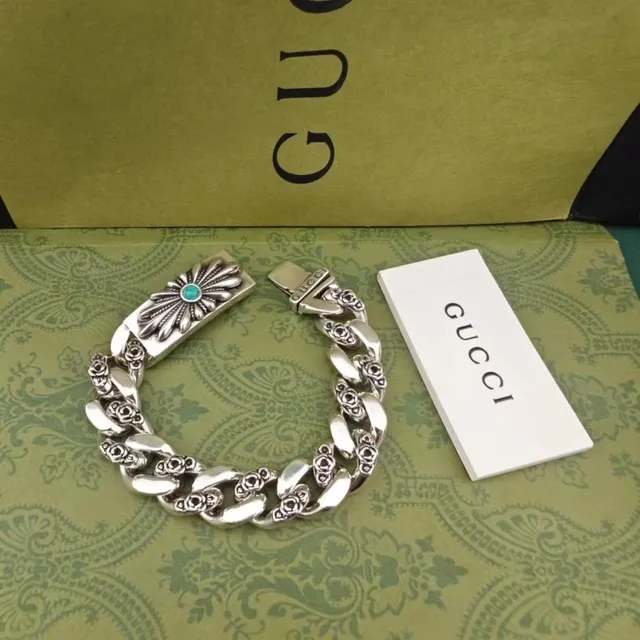 Gucci سوار زهوري انفجار شمسي توركواز كابوشون فضة 3