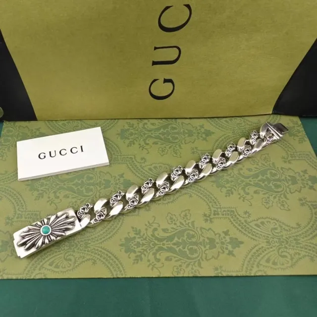 Gucci سوار زهوري انفجار شمسي توركواز كابوشون فضة 4