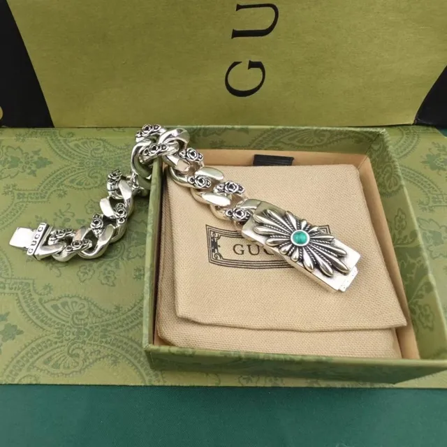 Gucci سوار زهوري انفجار شمسي توركواز كابوشون فضة 5