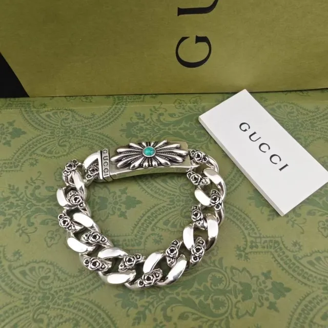 Gucci سوار زهوري انفجار شمسي توركواز كابوشون فضة 6