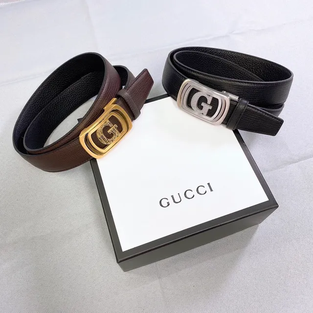Gucci G-Buckle حزام جلد أسود منسوج 5