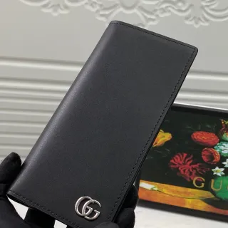Gucci GG Marmont Black Leather Long Wallet