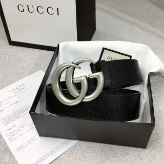 Gucci GG Marmont Ceinture en Cuir Noir Texturé