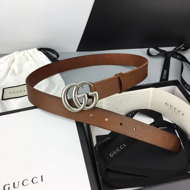 Gucci GG Marmont Brown Leather Belt 2