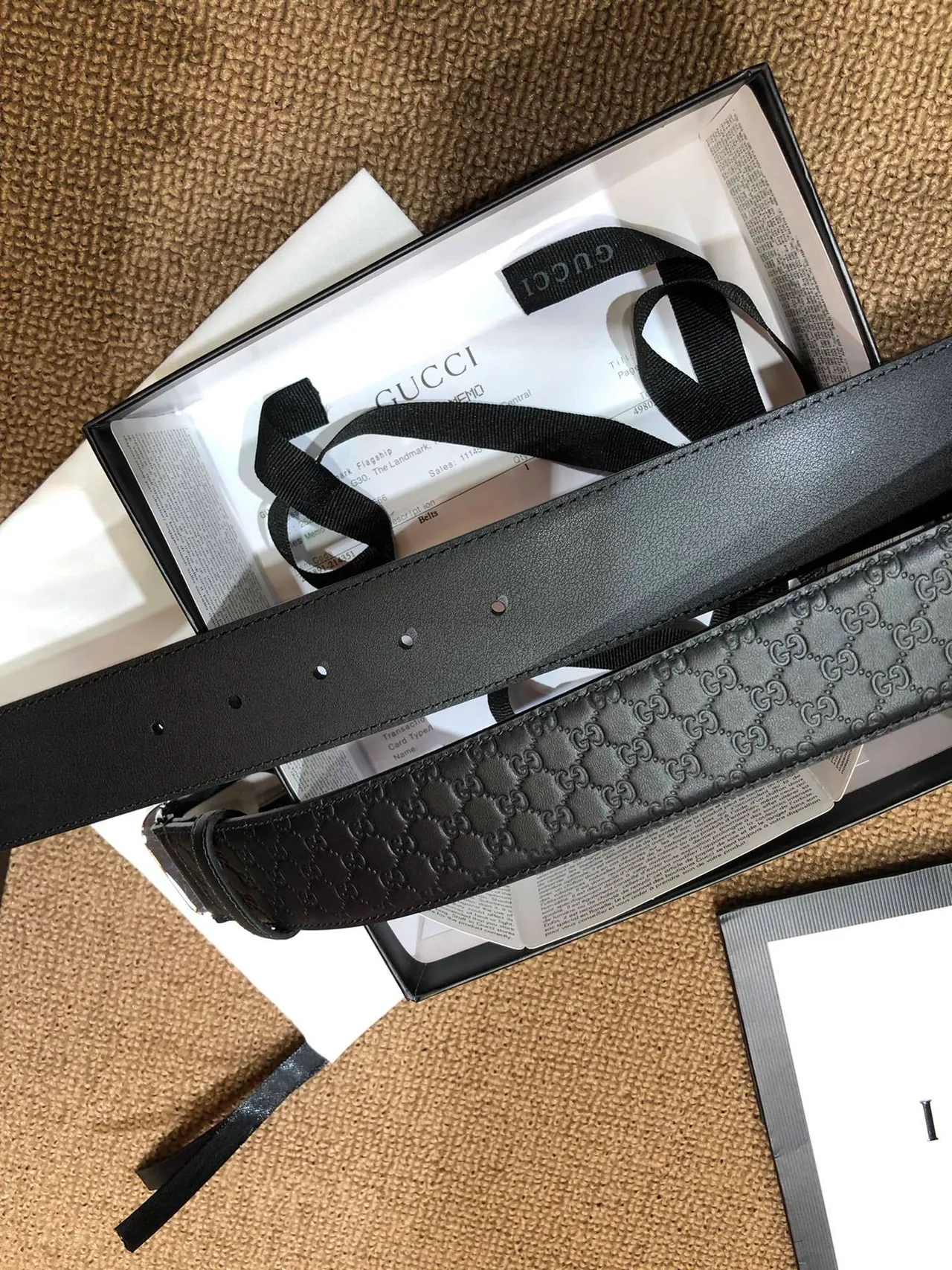 Gucci GG Marmont Embossed Monogram Cinto de couro preto 2