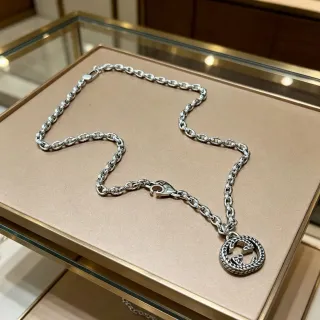 Gucci GG Marmont Interlocking G Logo রূপালো টোন চেইন নেকলেস