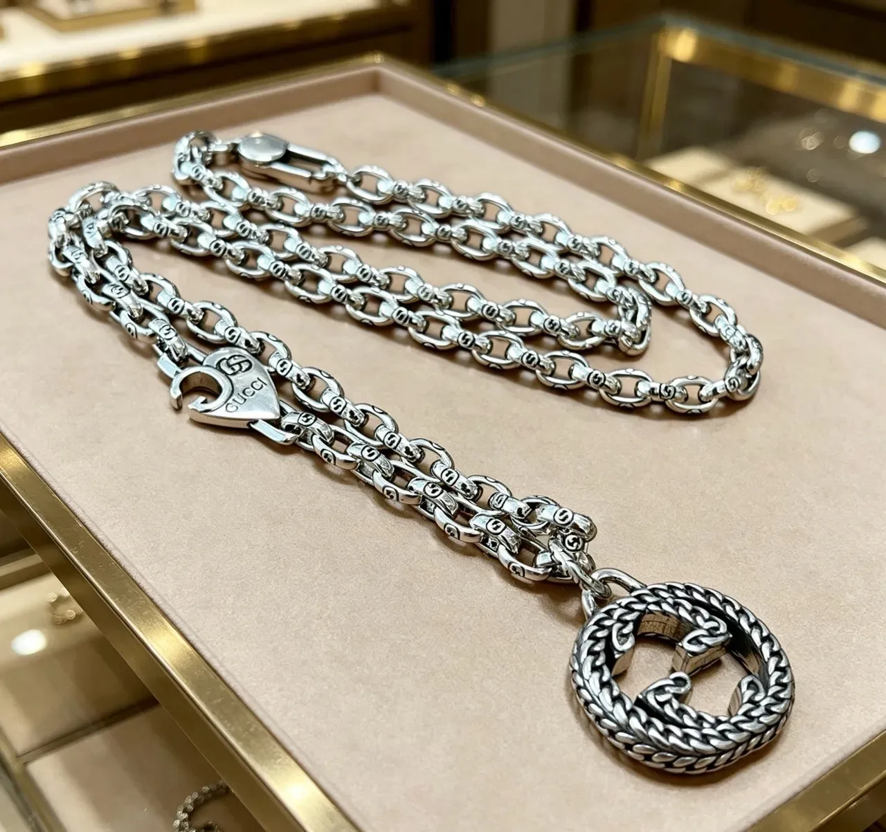 Gucci GG Marmont Interlocking G Logo Silver-Tone Chain Necklace 7