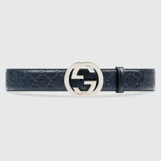 Gucci GG Marmont حزام جلدي أزرق بحري
