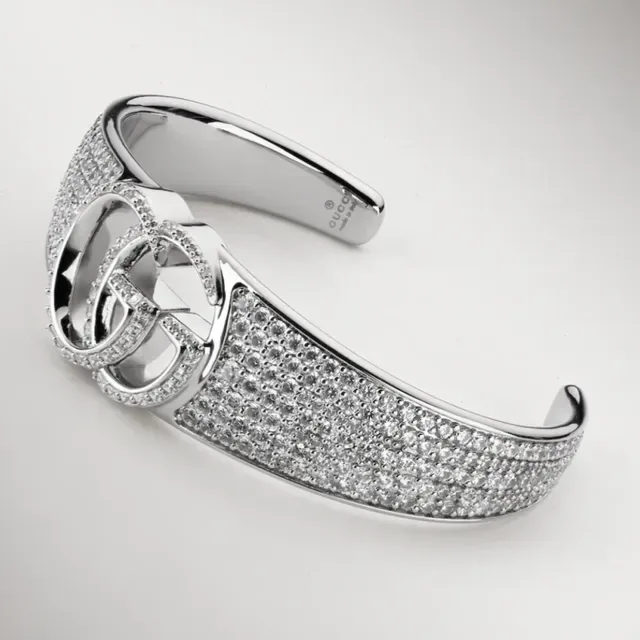 Gucci GG Marmont Pavé-Set Interlocking GG Pulsera de plata 8