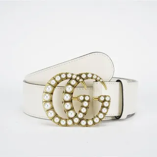Gucci GG Marmont Cinto de couro com pérolas