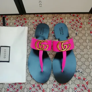 Gucci GG Marmont صندل كاجوال وردي أزرق حزام عريض إبزيم متشابك مزدوج ج