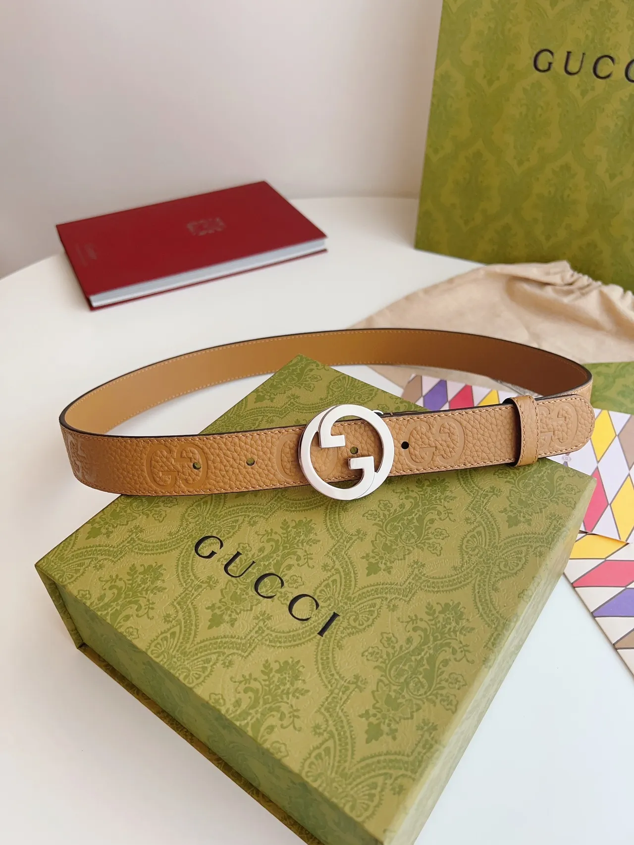 Gucci GG Marmont Ceinture en cuir tan pebbled 2