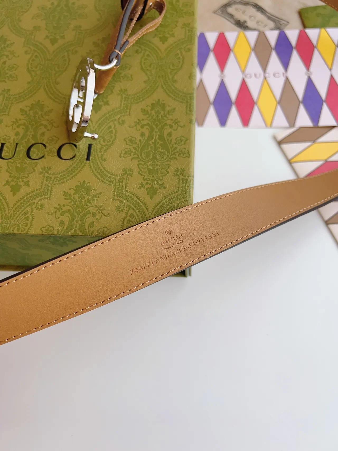 Gucci GG Marmont Ceinture en cuir tan pebbled 5