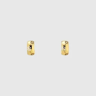 Gucci GG Motif গোল্ড টোন এনামেল হুপ ইয়াররিং