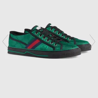 Gucci Verde Negro Monogramado Textil Superior Rayas Web Acento Zapatillas Lifestyle