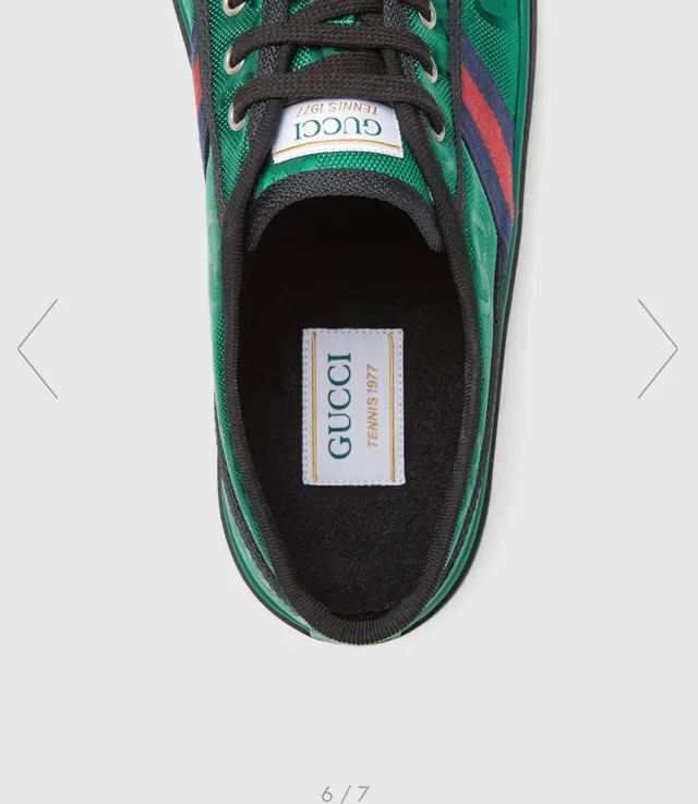 Gucci Verde Preto Monogramado Têxtil Superior Rayas Web Acento Tênis Lifestyle 2