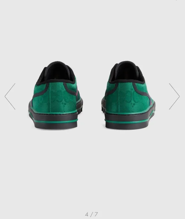 Gucci Verde Preto Monogramado Têxtil Superior Rayas Web Acento Tênis Lifestyle 3