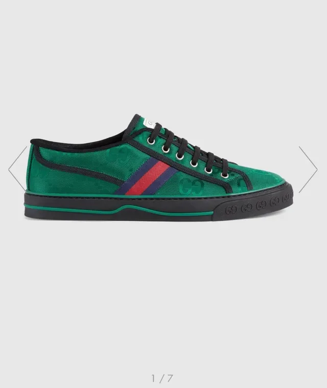 Gucci Verde Preto Monogramado Têxtil Superior Rayas Web Acento Tênis Lifestyle 4
