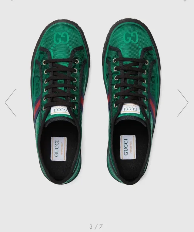 Gucci Verde Preto Monogramado Têxtil Superior Rayas Web Acento Tênis Lifestyle 5