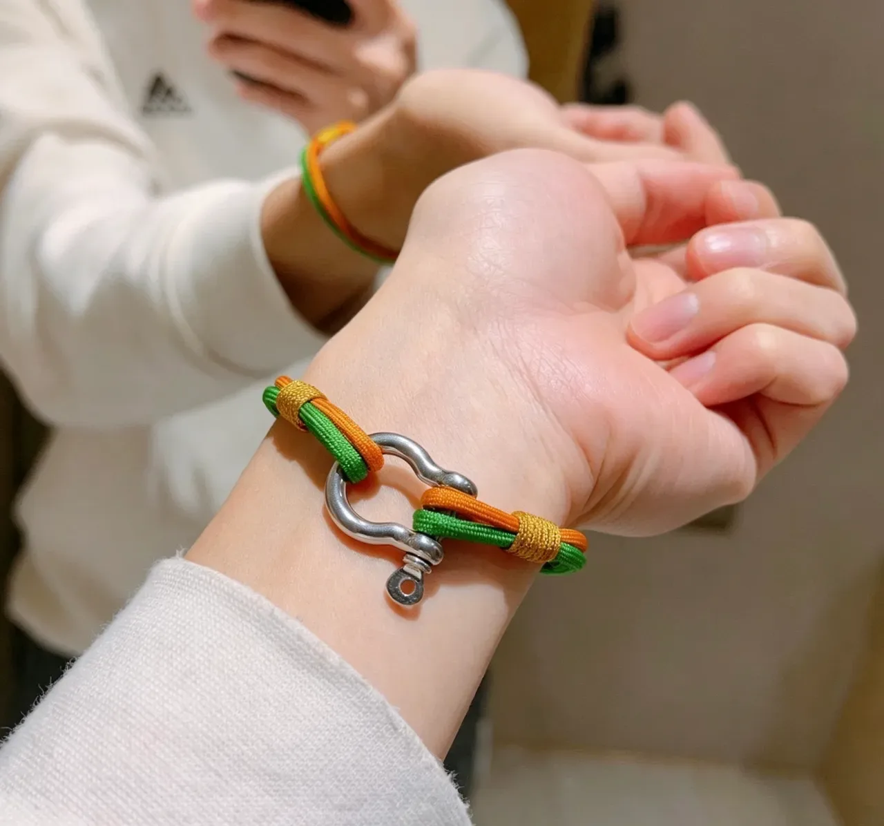 Gucci Bracelet de Corde Tressée Vert et Orange Double Teinte 5