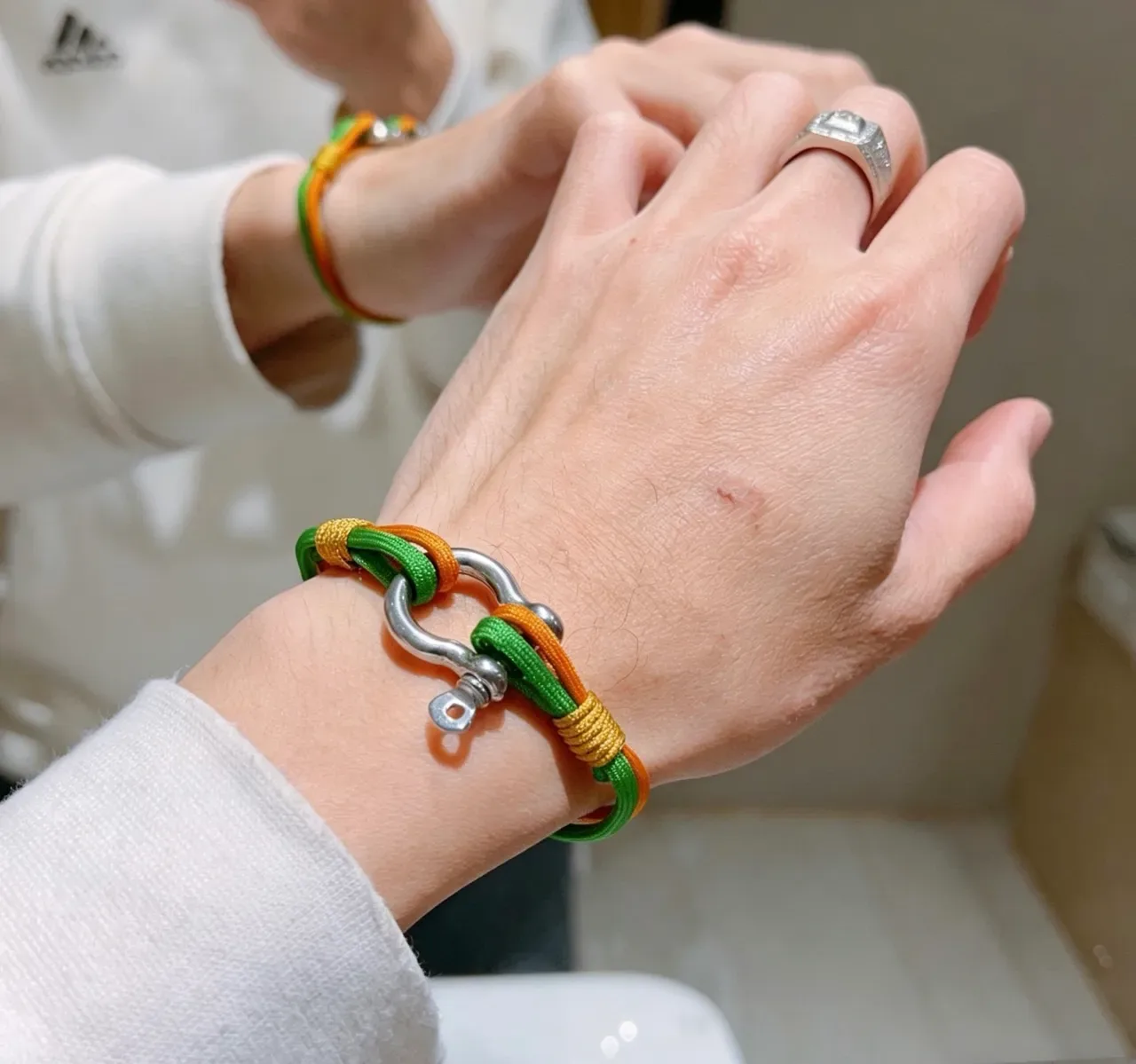 Gucci Bracelet de Corde Tressée Vert et Orange Double Teinte 7