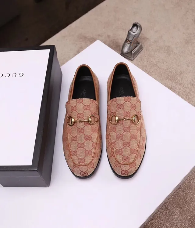 Gucci Horsebit 1955 Beige and Red Monogram Loafers 5