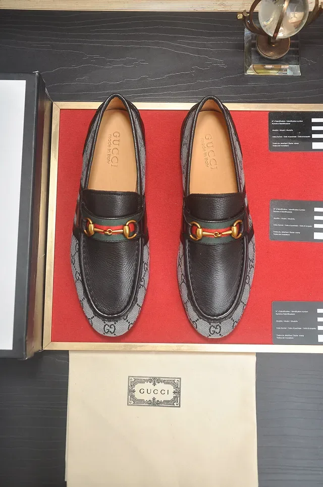 Gucci Horsebit 1955 Pretos e Cinza GG Monogram Mocassins 2
