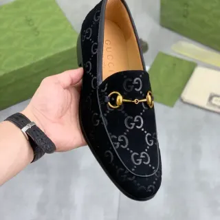 Gucci Horsebit 1955 أسود GG مونوغرام مخمل موسين
