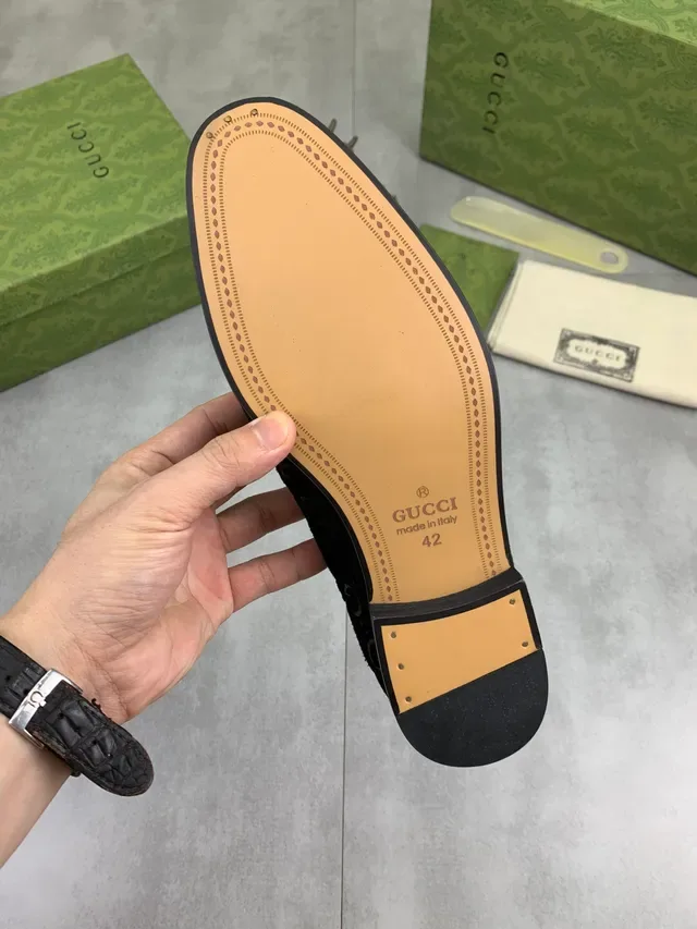 Gucci Horsebit 1955 Negro GG Monograma Terciopelo Mocasines 2