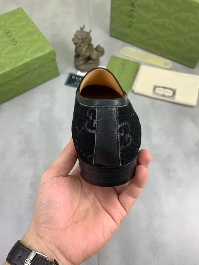Gucci Horsebit 1955 Negro GG Monograma Terciopelo Mocasines 3