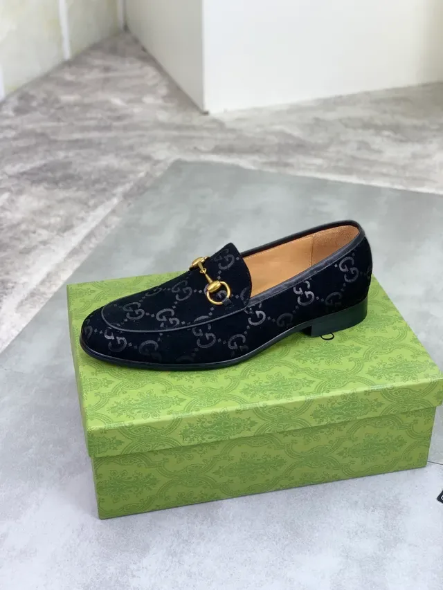 Gucci Horsebit 1955 Negro GG Monograma Terciopelo Mocasines 4