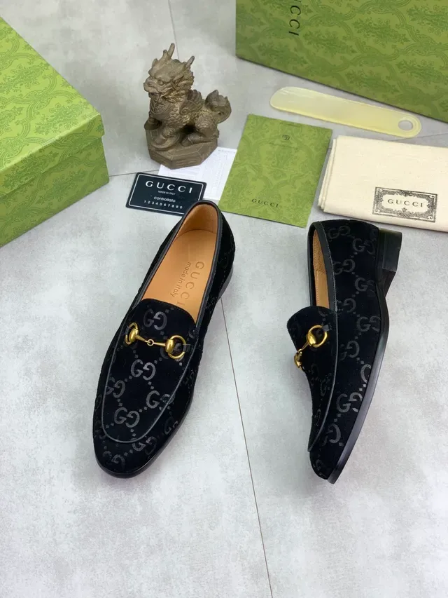 Gucci Horsebit 1955 Negro GG Monograma Terciopelo Mocasines 5