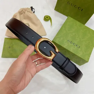 Gucci Horsebit 1955 काला सोना Interlocking G Buckle Polished Hardware चमड़े की बेल्ट