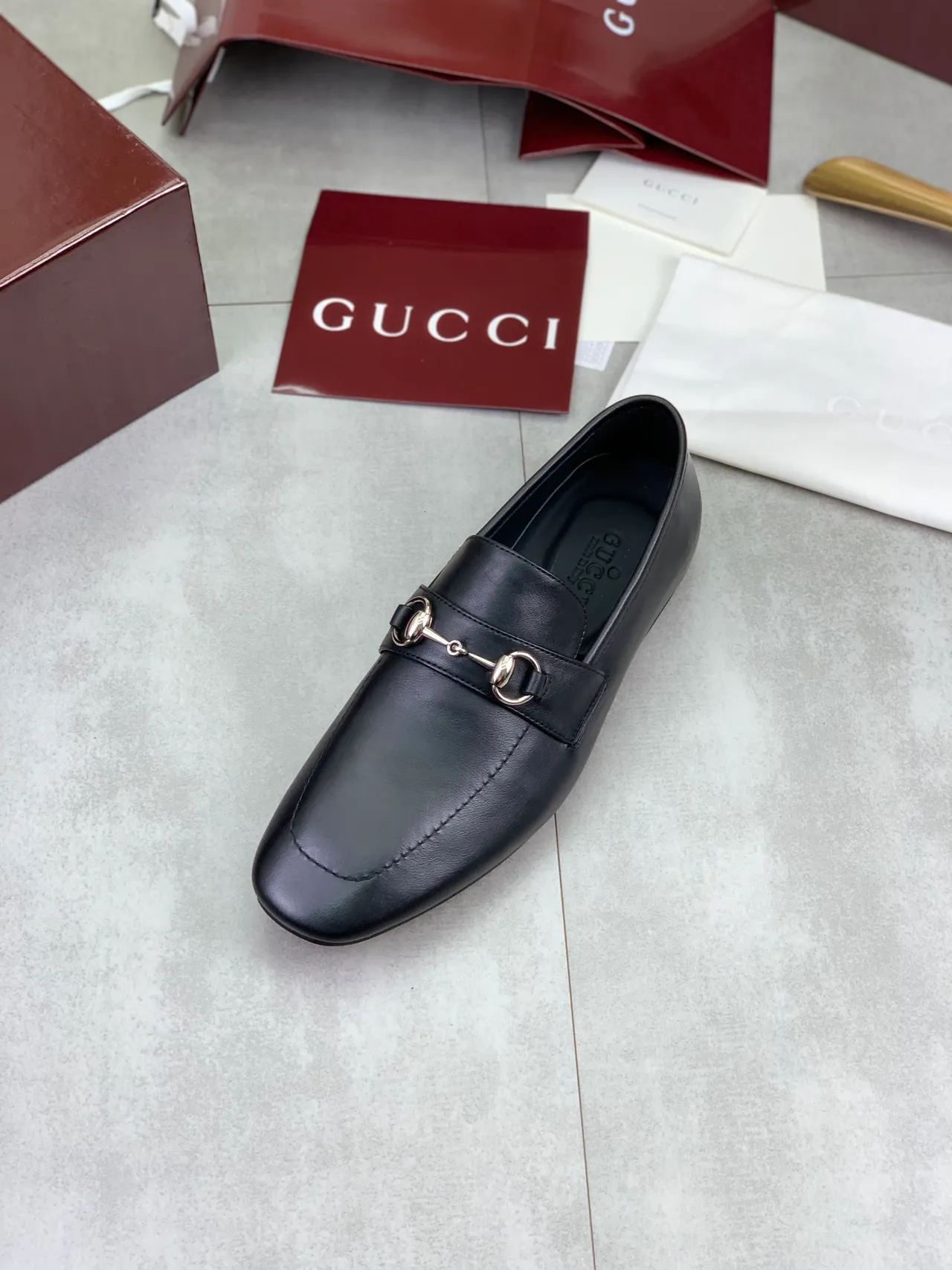 Gucci Horsebit 1955 Black Leather Square Toe Loafers 4