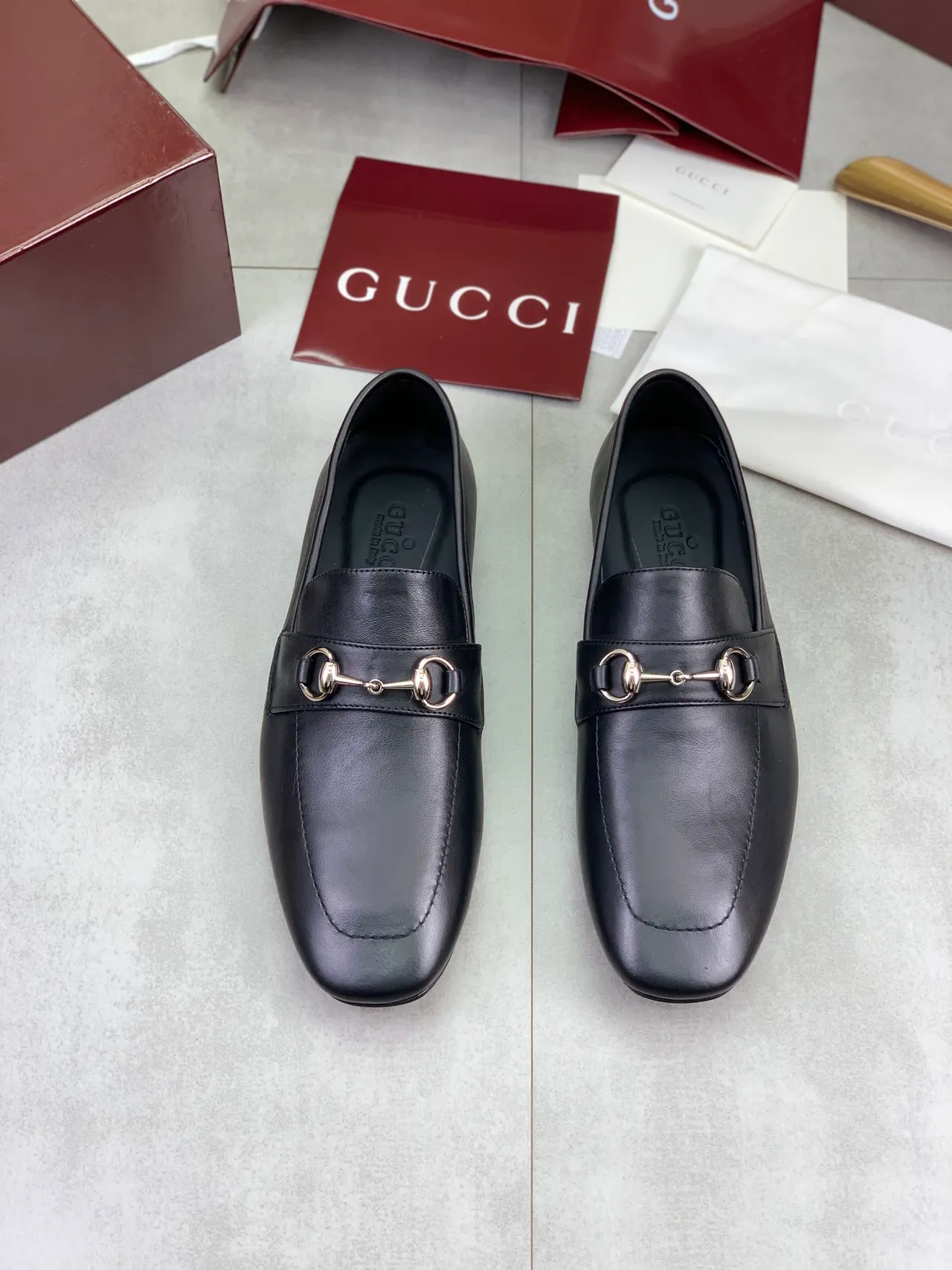 Gucci Horsebit 1955 Black Leather Square Toe Loafers 5