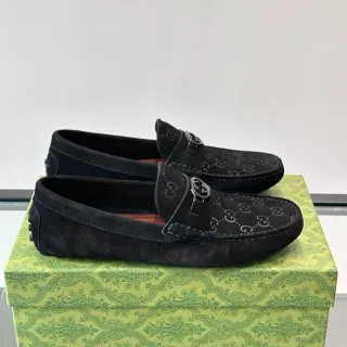 Gucci Horsebit 1955 কালো স্যুয়েড GG মনোগ্রাম লোফার্স