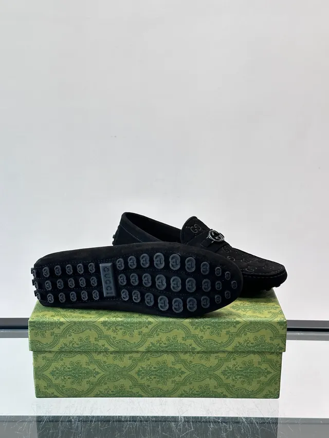 Gucci Horsebit 1955 काला स्यूड GG मोनोग्राम लोफर्स 2