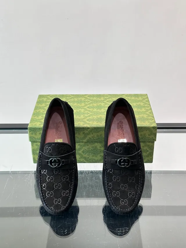 Gucci Horsebit 1955 काला स्यूड GG मोनोग्राम लोफर्स 4