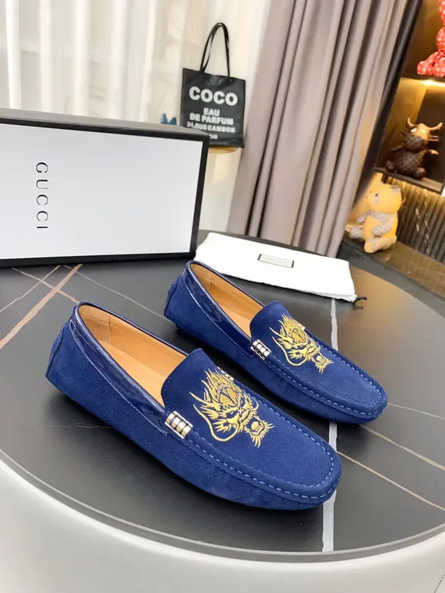 Gucci Horsebit 1955 Mocassins Bleus Brodés Dragon 3