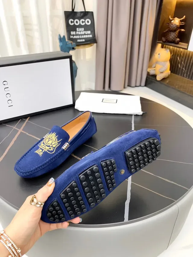 Gucci Horsebit 1955 Mocassins Bleus Brodés Dragon 4