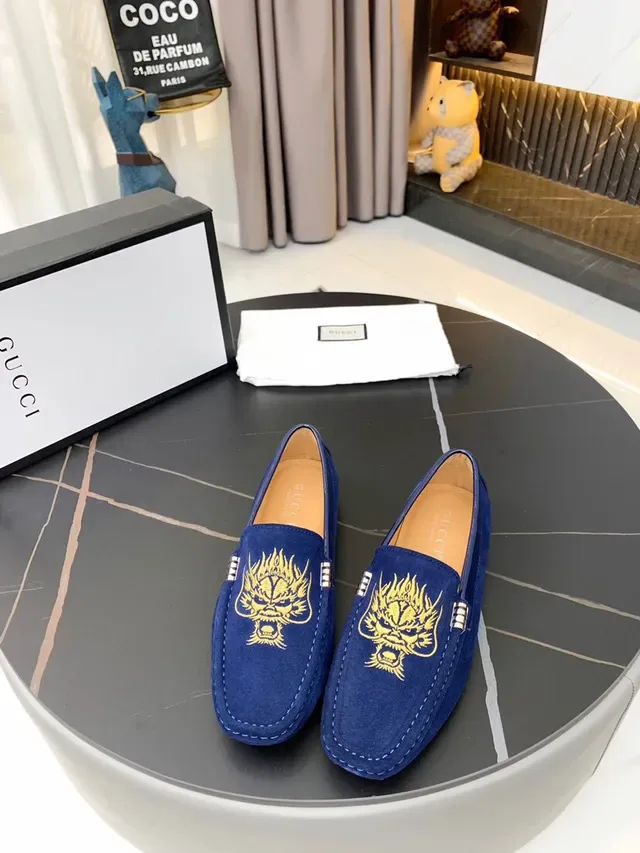 Gucci Horsebit 1955 Mocassins Bleus Brodés Dragon 6