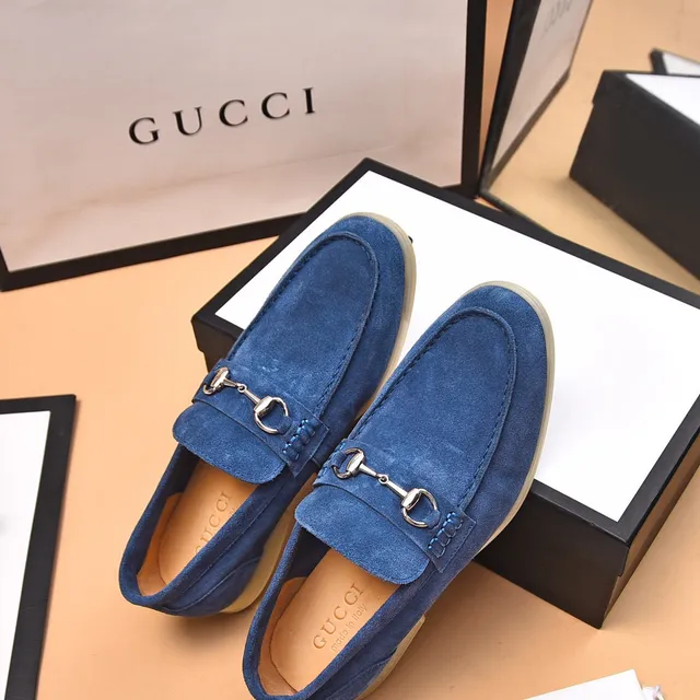 Gucci Horsebit 1955 حذاء لوبفير أزرق من السويد 8